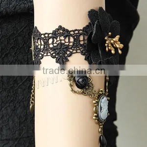 Black Antique Bronze Color Plated With Etamine & Nylon & Ribbon & Glass Pearl & Resin & Zinc Alloy Lace thumbnail-2