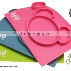 BPA Free Wholesale Non-slip Silicone Baby Food Mat thumbnail-2