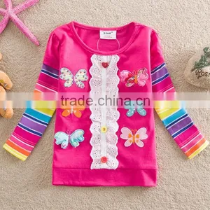2-6Y (65512#Purple&Fuchsia)Flags Kids Baby Girl Cotton Jersey Chilren New Butterfly t Shirt thumbnail-1