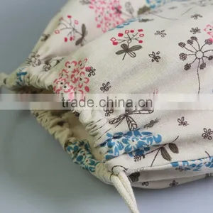 2016 Environmental Recycle Cotton Canvas Bag Factory Customize Canvas Drawstring Bag Double Draw String Bag thumbnail-3