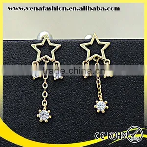 Ebay Zircon Star Pattern Chain Plated 925 Silver Earring thumbnail-4
