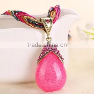 New Fashion Women Long Bib Crystal Pendant Vintage Statement Necklace Jewelry thumbnail-4