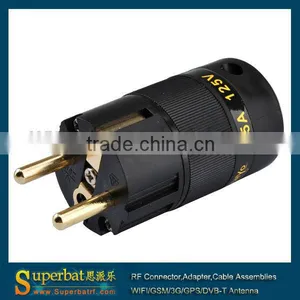 New FP-02EU Gold Plated Schuko EU Mains Plug, Iec Connector thumbnail-1
