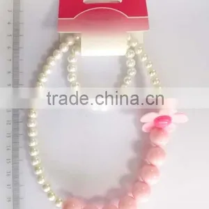Cute Children Multicolor Beaded Necklace Bracelet Set With Flower thumbnail-3