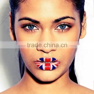 Wholesale Custom English Flag Water Transfer Temporary Lip Tattoos Sexy Waterproof Lip Sticker Non-toxic Lip Tattos Quality Choice thumbnail-1