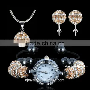 10mm Zebra Clay Rhinestone Shamballa Beads Jewelry Set Watch Set Braclet Watch/Necklace Pendant/Stud Earrings Sets BS065 thumbnail-2