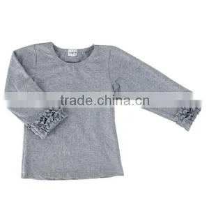 Wholesale 2016 Infant/toddler Baby Pure White/pink/grey/ivory Cotton Double Ruffle Girls Long Sleeves t Shirt thumbnail-5