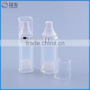 New Type 50ml Plastic Airless Bottle With Pump Dispenser Transparent Cap thumbnail-1