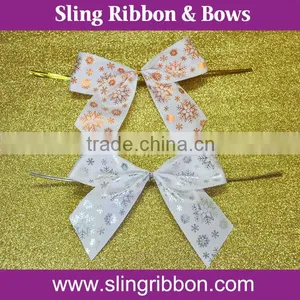 Prined Satin Ribbon Bow With Wire Twist Tie thumbnail-1