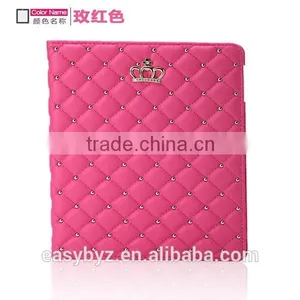 for Ipad 4/air/air 2/mini/mini 2 Quilted Crown Shape Case, With a Sleep Function Leather Shell, for Ipad Case thumbnail-1