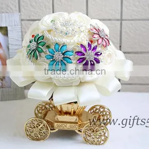 MADE TO ORDER Satin Roses Brooches Wedding Bouquet in Handmade thumbnail-3