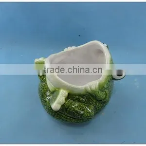 Glazed Ceramic Garden Pot, Pottery Garden Decoration Frog Flower Pot thumbnail-3