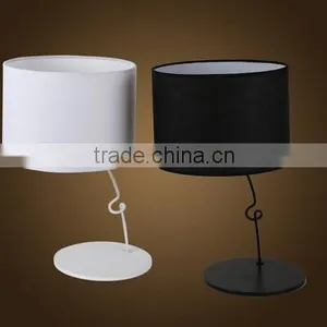 Modern Round Living Room Desk Lamp Metal Body With Fabric Lampshade Bedroom Table Lamp thumbnail-1