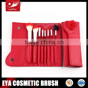 7pcs Animal and Nylon Hair Shiny Red Wood Handle Mini/Gift Cosmetic Brush Set thumbnail-1
