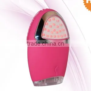 Rechargeable Silicon Face Cleanser Water-proof Vibrating Facial Massager With Red&blue Light thumbnail-1