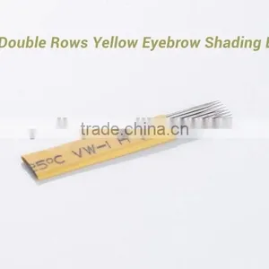 Permanent Makeup Microblading Eyebrow Tattoo Double Rows 9M1 15M1 Yellow Shading Blade thumbnail-1