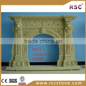 Green Lion Carve Column Fireplace / Fireplace Mantel thumbnail-1