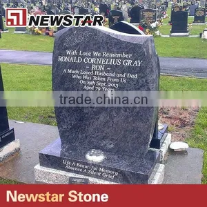 Newstar Natural Stone Bahama Blue Granite Headstone thumbnail-3
