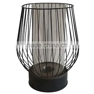 Unusual Basket Shape Iron Metal Lantern Fireplace thumbnail-1