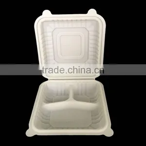 CBT026 Disposable Biodegradable 9 Inch 3 -div Corn Starch Food Container thumbnail-3