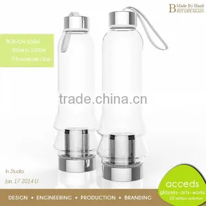 Heat-Resistant Cheap Handmade Promotion Glass Bottle With Tea Infuser thumbnail-3