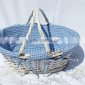 Woven Baby Gift Basket With Handle thumbnail-1