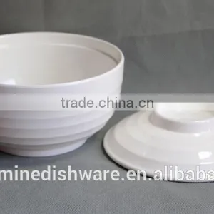 100% Melamine High Quality White Solid Color Soup Tureen Bowls With Wave Design thumbnail-2