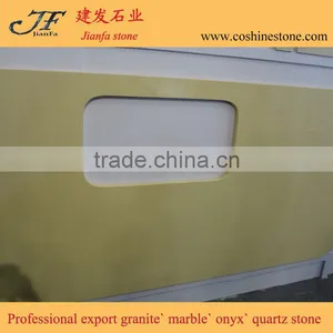 Artificial Yellow Color Marble Beige Flat Quartz Stone Countertop thumbnail-1