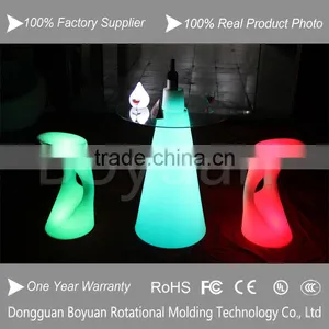 Glowing High Top Funnel Shape Glass Cocktail Table With Led Light thumbnail-2