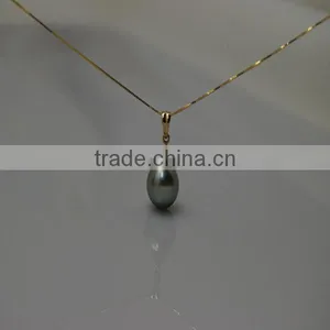 Modern 17'' 10-11mm Tahitian Pearl Pendant Peacock Blue Pearl Designs Necklace thumbnail-1