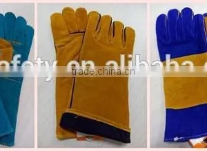 DDSAFETY 2017 Green Cow Split Welding Glove With Reinforced Blue Leather Palm thumbnail-6