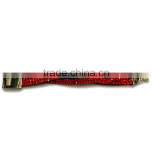 Rhinestone Bracelet With Zinc Alloy Locking Part, Hot Sale Gift Leather With Crystal Gem Decoration thumbnail-3