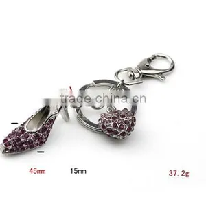Cheap Promotional Amyst Zinc Alloy Heart and Shoe Shaped Keychain KY07-0005 thumbnail-1