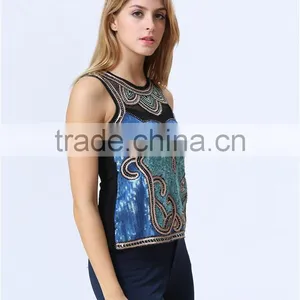 New Design Ladies Heavy Sequin Embroideried Embellishment Beaded Top thumbnail-2