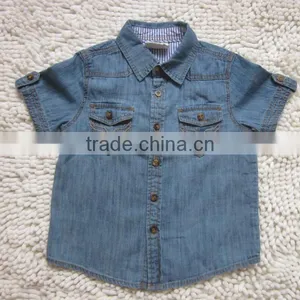 Kid's New Design Fashion Short Sleeve Denim Shirt Clothing Stocklots thumbnail-1
