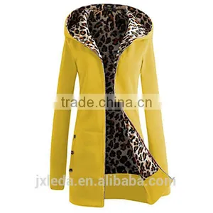 Women's Fashion Vintage Leopard Print Long Sleeve Hoodies Coat thumbnail-5