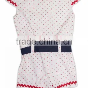 Organic Cotton Printed Girl's Cape Sleeve Summer Jumpsuit thumbnail-2