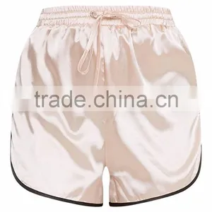 MGOO Women Satin Contrast Binding Runner Shorts High Waist Hot Shorts With Waist Drwastrings thumbnail-4