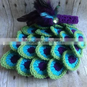 2016 Hot Sale Crochet Baby Clothing Knitting Girl Clothes Peacock Crochet Toddlers Winter Knit Sets thumbnail-4