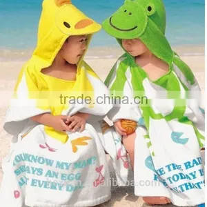OEM Factory or Stocked Designs HOT Sale Wholesale Cheap Advertising Logo 100% Cotton Bird Cartoon Kids Hooded Poncho Towel thumbnail-2