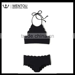 New Arrival Scalloped Halter Top thumbnail-2