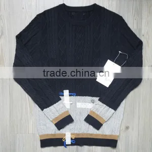 Three Colors Jacquard Round Neck Pullover Casual Men Knitted Sweater Men thumbnail-1
