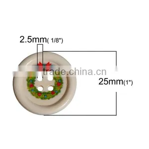 Wood Sewing Buttons Scrapbooking 4 Holes Round Multicolor Christmas Pattern thumbnail-2