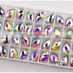 Teardrop Sew on Crystal ab Rose AB Flat Back Sew on Rhinestones Beads for Dress thumbnail-4