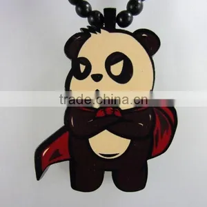 Personalized Acrylic Custom Panda Style Wood Necklace Bead Chain thumbnail-1