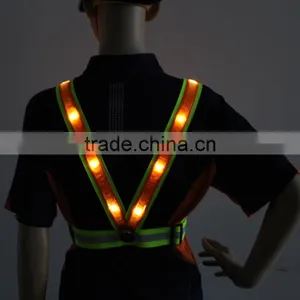 Green / Blue Color High Light Reflective Tape Rechargeable Flashing LED Light Safety Vest Belt for Cycling thumbnail-6