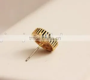 Wholesale Fashion Jewerly Round Shape Star Engraved Earring Stud thumbnail-3