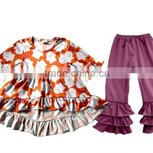 2017 Children Halloween Clothes Wholesale Chevron Fall 2pcs Outfit Baby Winter Clothing thumbnail-1