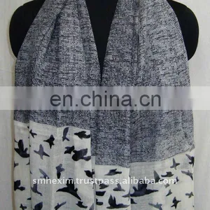 Hand Printed Scarf, Silk Pashmina Printed Shawls thumbnail-1