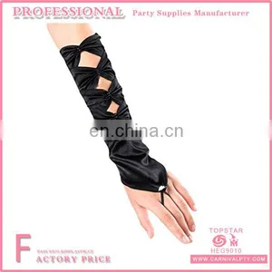 Elbow Length Fingerless Satin Bridal Gloves thumbnail-1